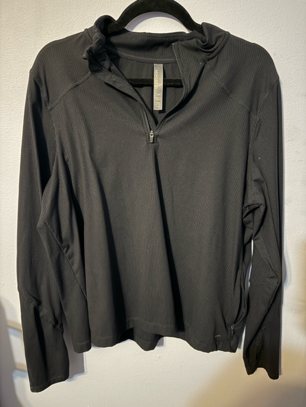 Mondetta Navy Ribbed Quarter-Zip Top